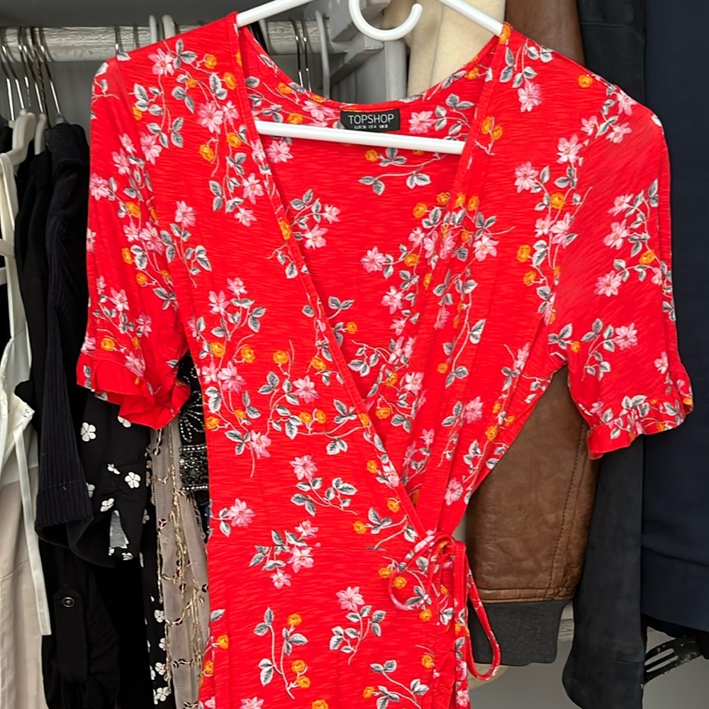 Topshop red wrap dress